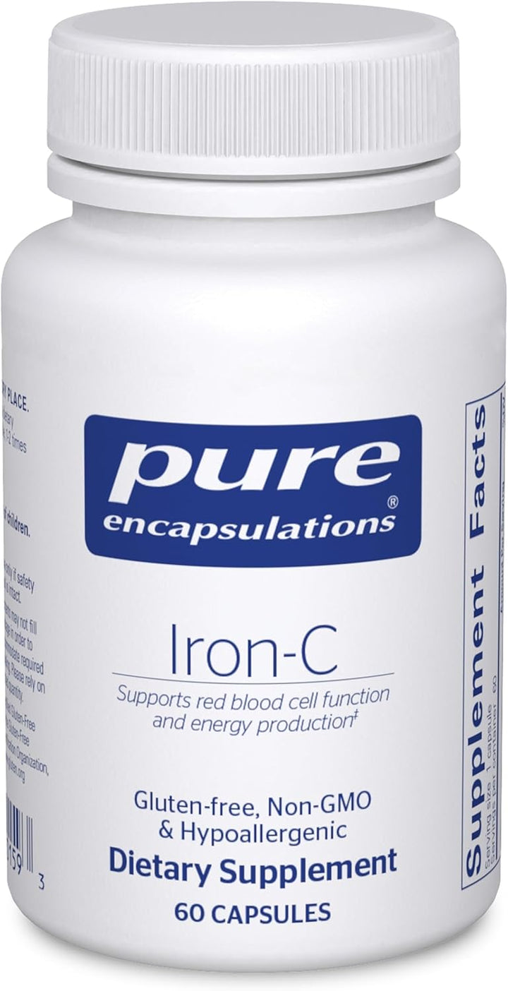 Pure Encapsulations Iron C Supports Energy Red Blood Cell Formation 60 Capsules