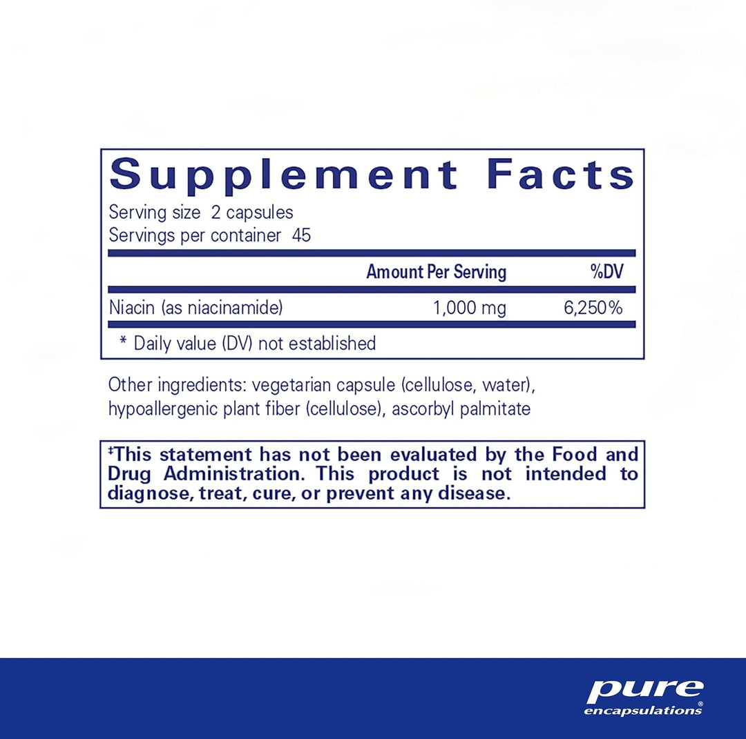 Pure Encapsulations Niacinamide Supports Energy Metabolism Function 90 Capsules