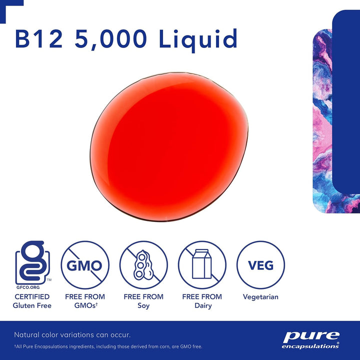 Pure Encapsulations B12 5000 Liquid Supports Energy Nerves Cognition 1 Fl oz
