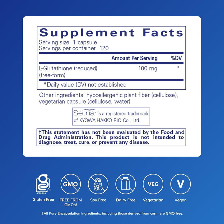 Pure Encapsulations Reduced Glutathione Supports Liver Health 120 Capsules