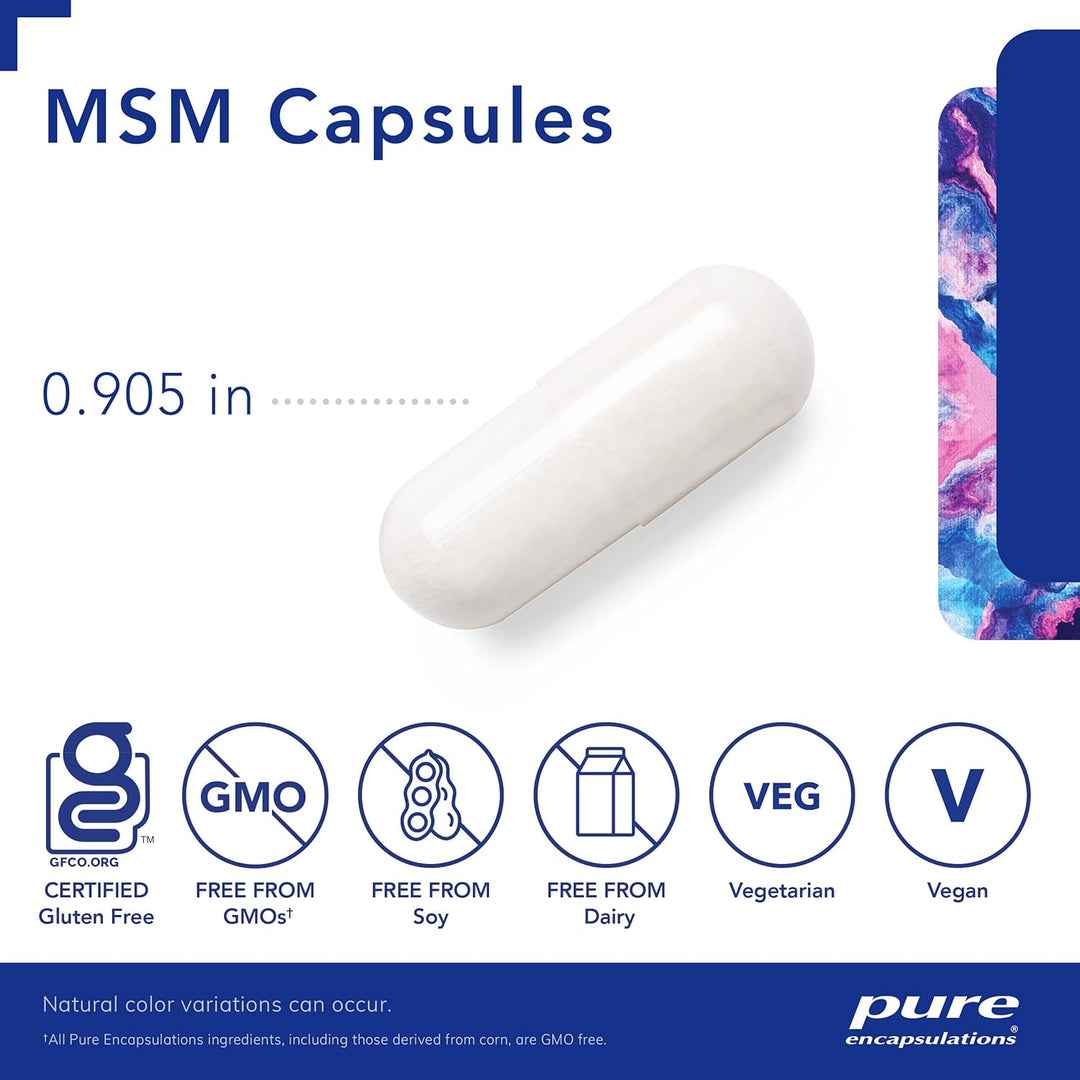 Pure Encapsulations MSM Capsules Joint Support Vegan Formula 250 Capsules
