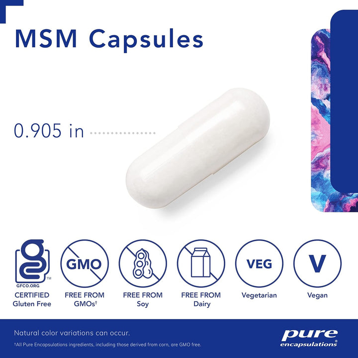 Pure Encapsulations MSM Capsules Joint Support Vegan Formula 250 Capsules