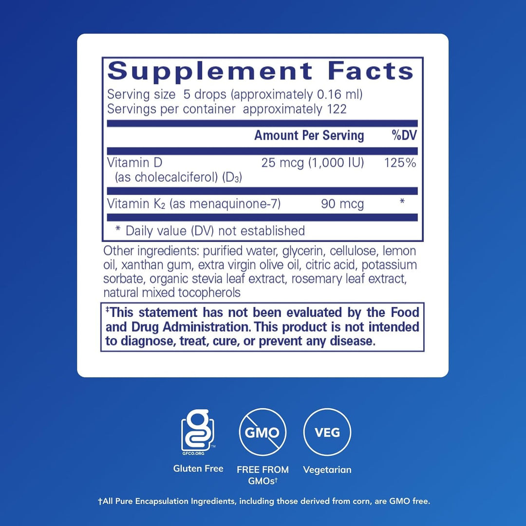 Pure Encapsulations EmulsiSorb K2/D3 Supports Vascular Health 0.7 Fl Oz