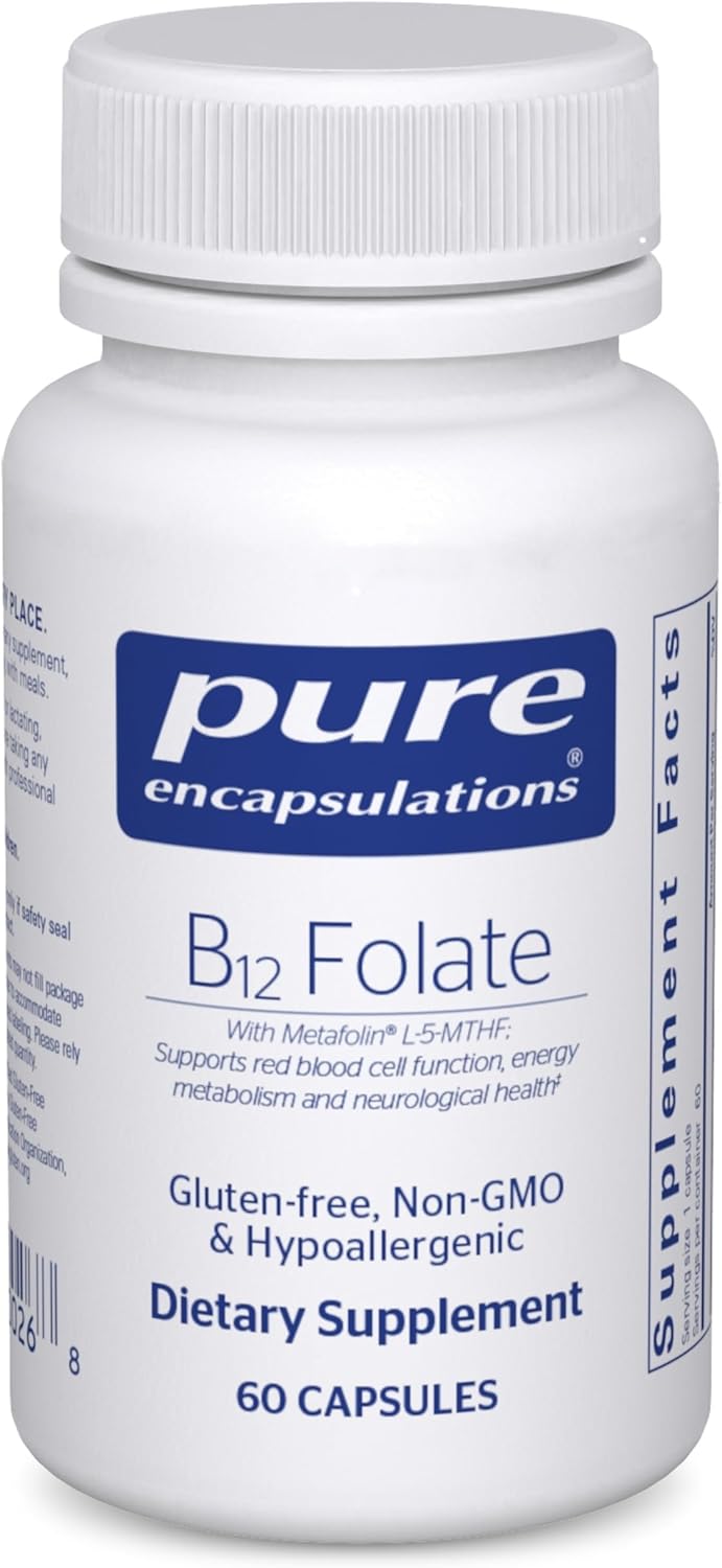 Pure Encapsulations B12 Folate Supports Energy and Nerve Function 60 Capsules.