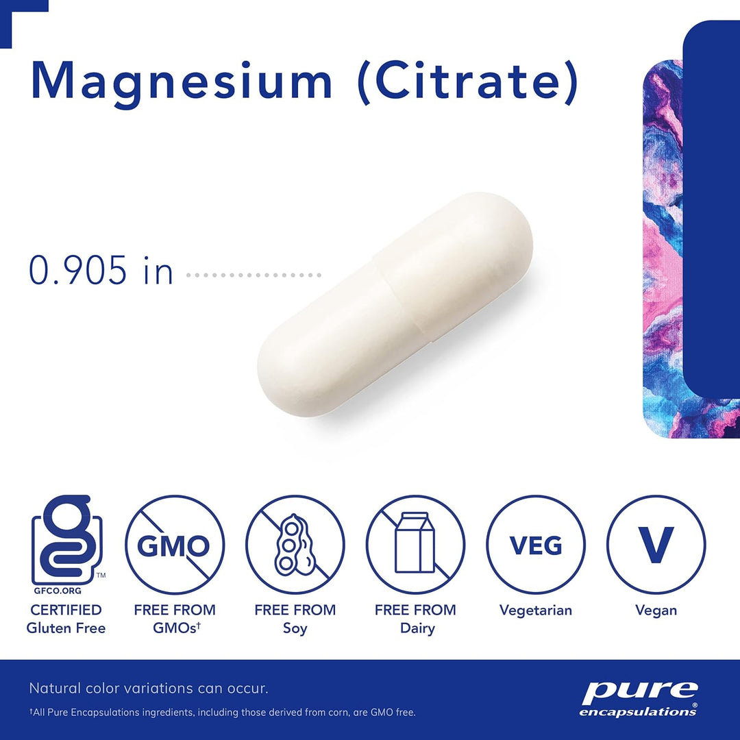Pure Encapsulations Magnesium Citrate For Sleep Heart Bone Support 90 Capsules
