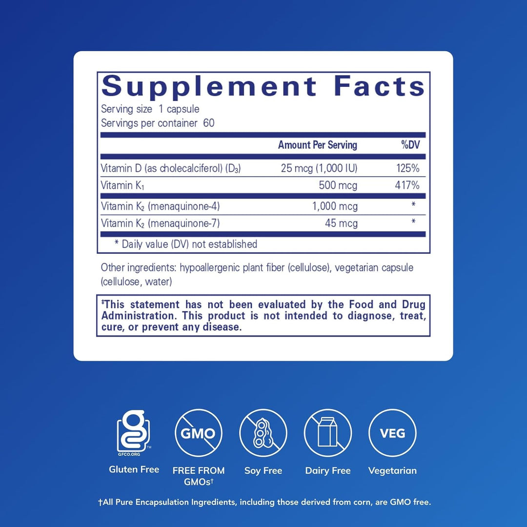Pure Encapsulations Synergy K Supports Bone and Vascular Health 60 Capsules