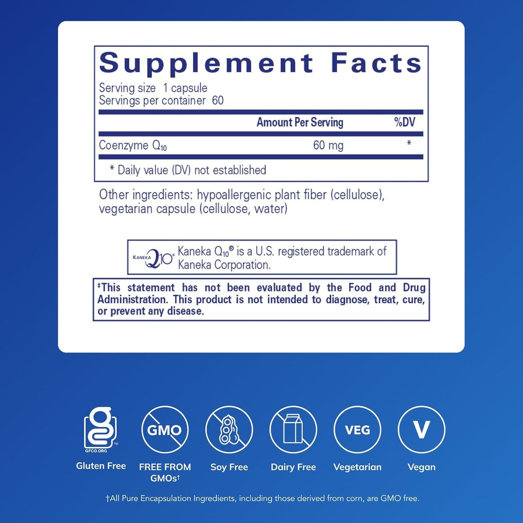 Pure Encapsulations CoQ10 60 mg Cellular Energy Support Supplement 60 Capsules