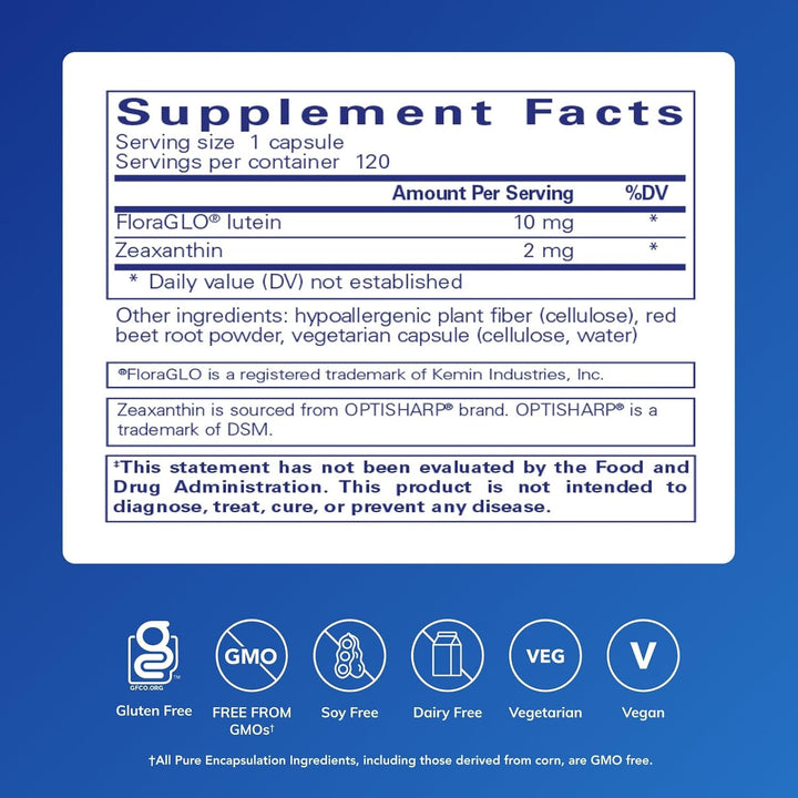 Pure Encapsulations Lutein Zeaxanthin Eye Support Supplement 120 Capsules