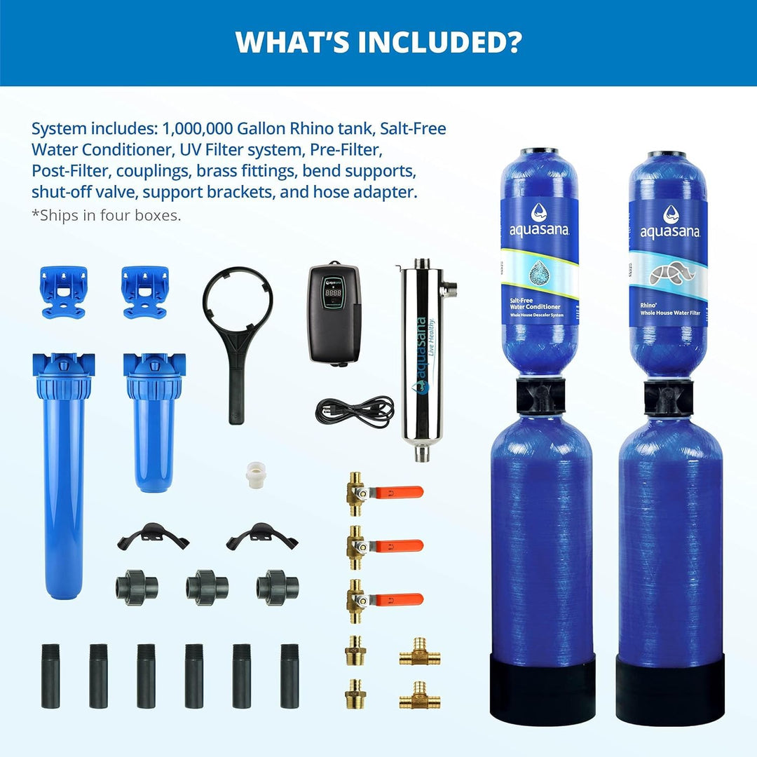 Aquasana Whole House Filter UV Softener Kit 1M Gal + 2 Tanks + UV System Purifier
