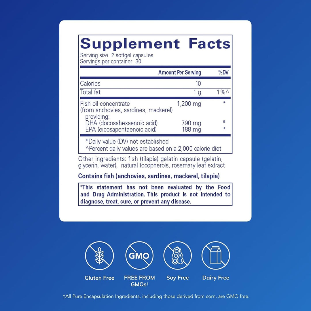 Pure Encapsulations DHA Ultimate Supports Brain and Heart Health 60 Softgels