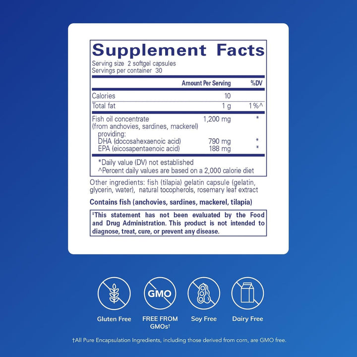Pure Encapsulations DHA Ultimate Supports Brain and Heart Health 60 Softgels
