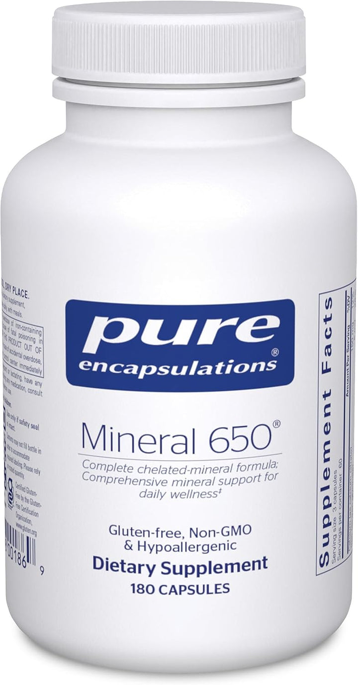 Pure Encapsulations Mineral 650 Chelated Multimineral Formula 180 Capsules.