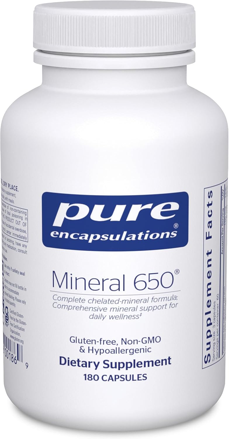 Pure Encapsulations Mineral 650 Chelated Multimineral Formula 180 Capsules.
