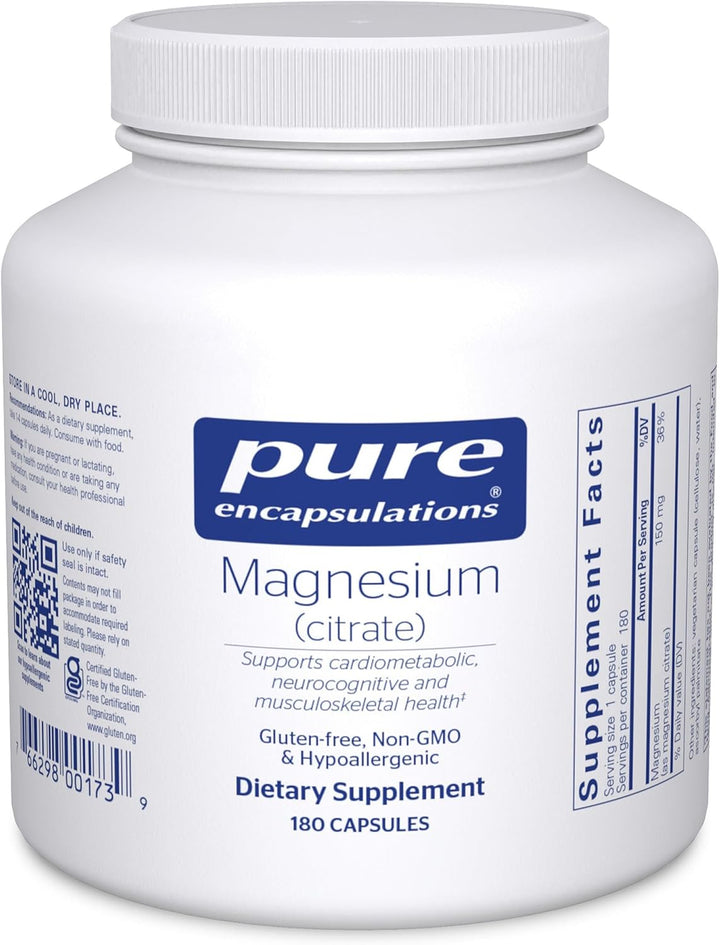Pure Encapsulations Magnesium Citrate Supports Sleep Energy Metabolism 180 Caps