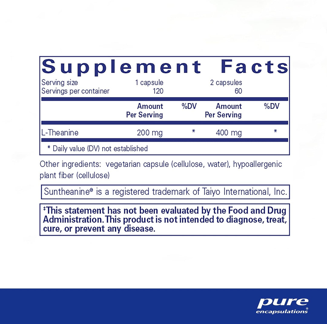 Pure Encapsulations L-Theanine Supports Relaxation and Stress Balance 120 Caps