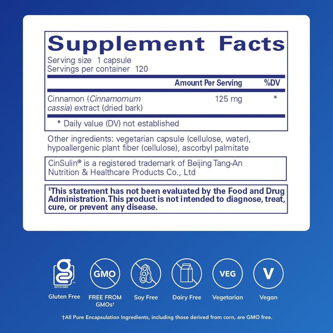 Pure Encapsulations Cinnamon WS Supports Metabolic Balance 120 Capsules