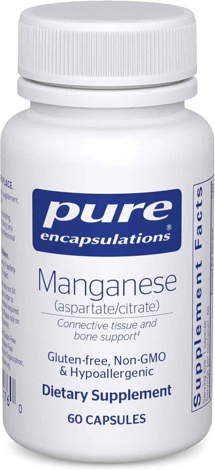 Pure Encapsulations Manganese Supports Bone and Connective Tissue Health 60 Caps