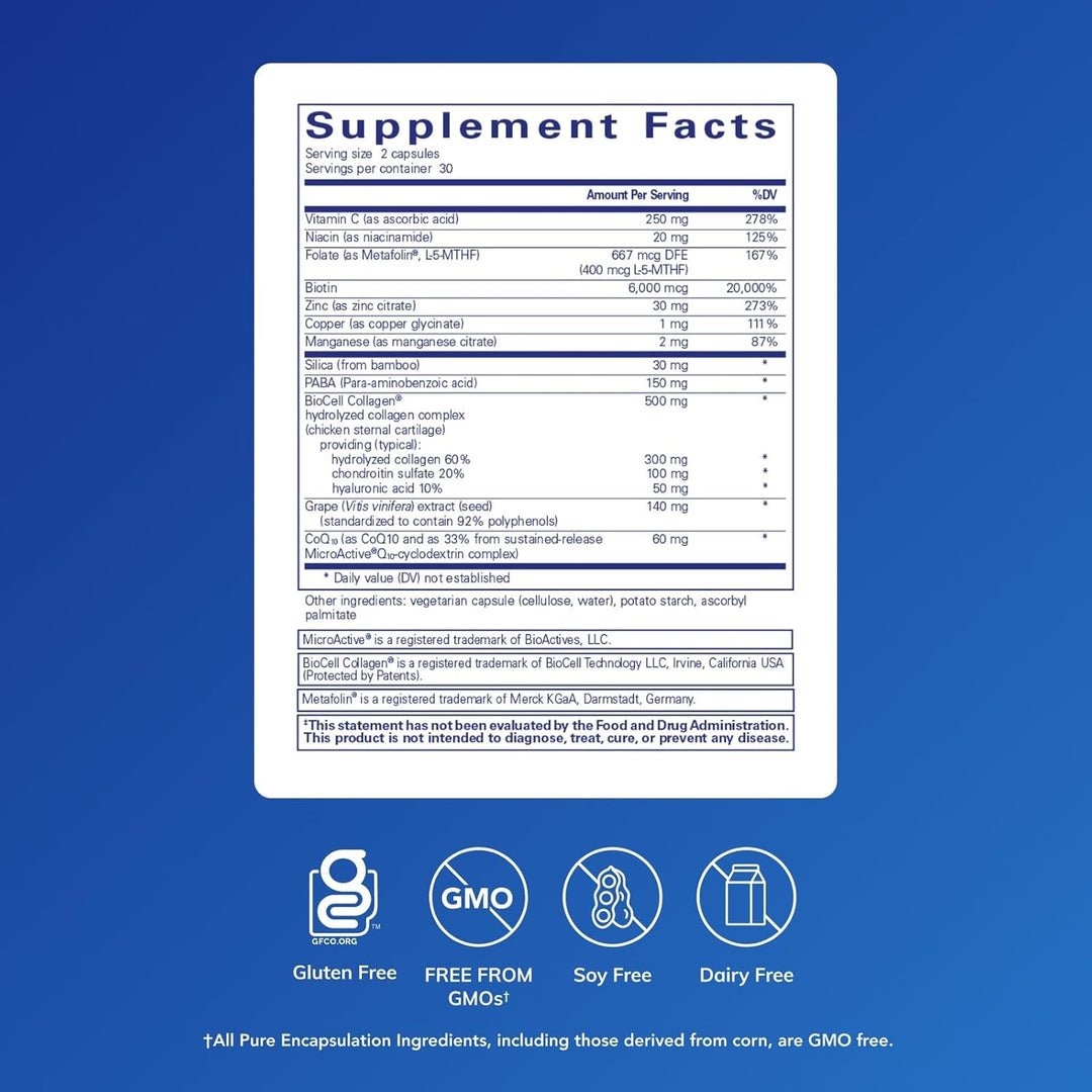 Pure Encapsulations Hair Skin Nails Ultra Supports Beauty 60 Capsules