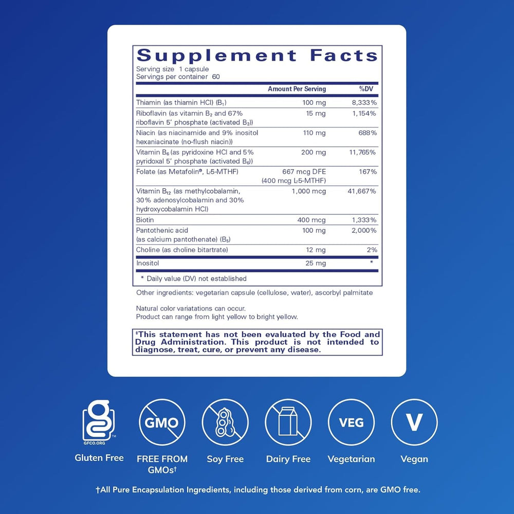 Pure Encapsulations B6 Complex Supports Brain and Nerve Health 60 Capsules.