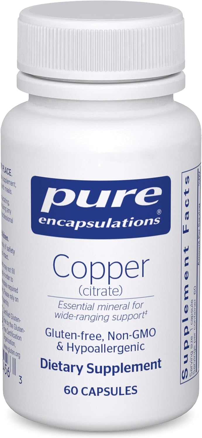 Pure Encapsulations Copper Citrate Energy Metabolism Iron Absorption 60 Capsules