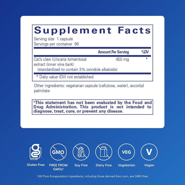 Pure Encapsulations Cats Claw Supports Joint Immune Health 90 Capsules