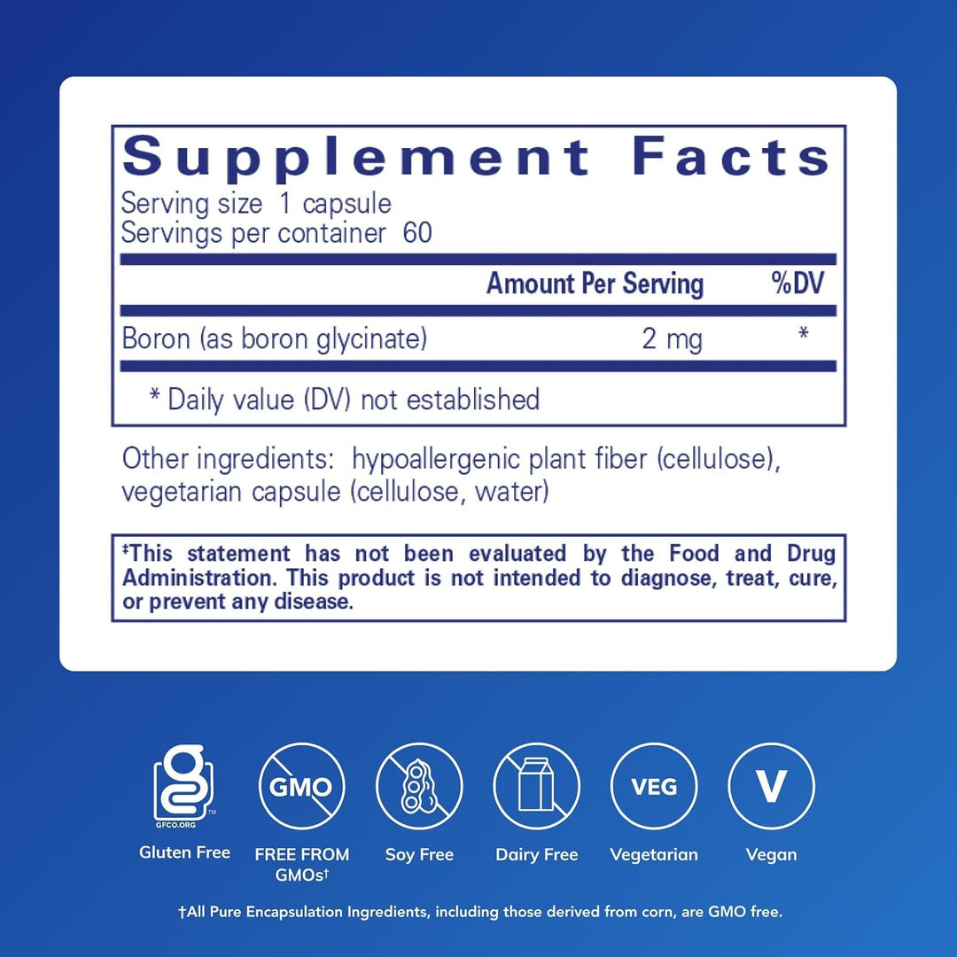 Pure Encapsulations Boron Glycinate Bone Support Supplement 60 Capsules