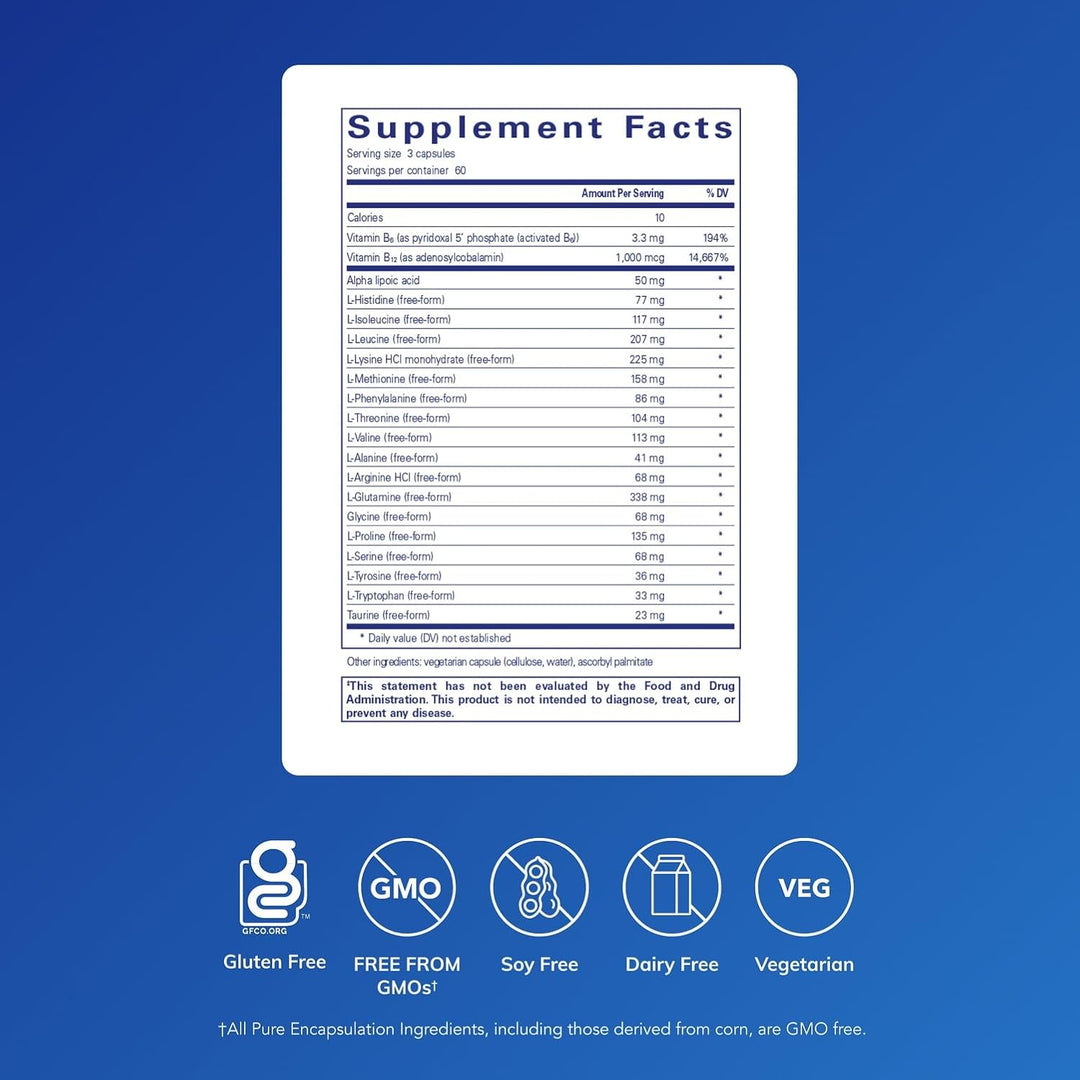 Pure Encapsulations Amino-NR Supports Energy and Recovery 180 Capsules