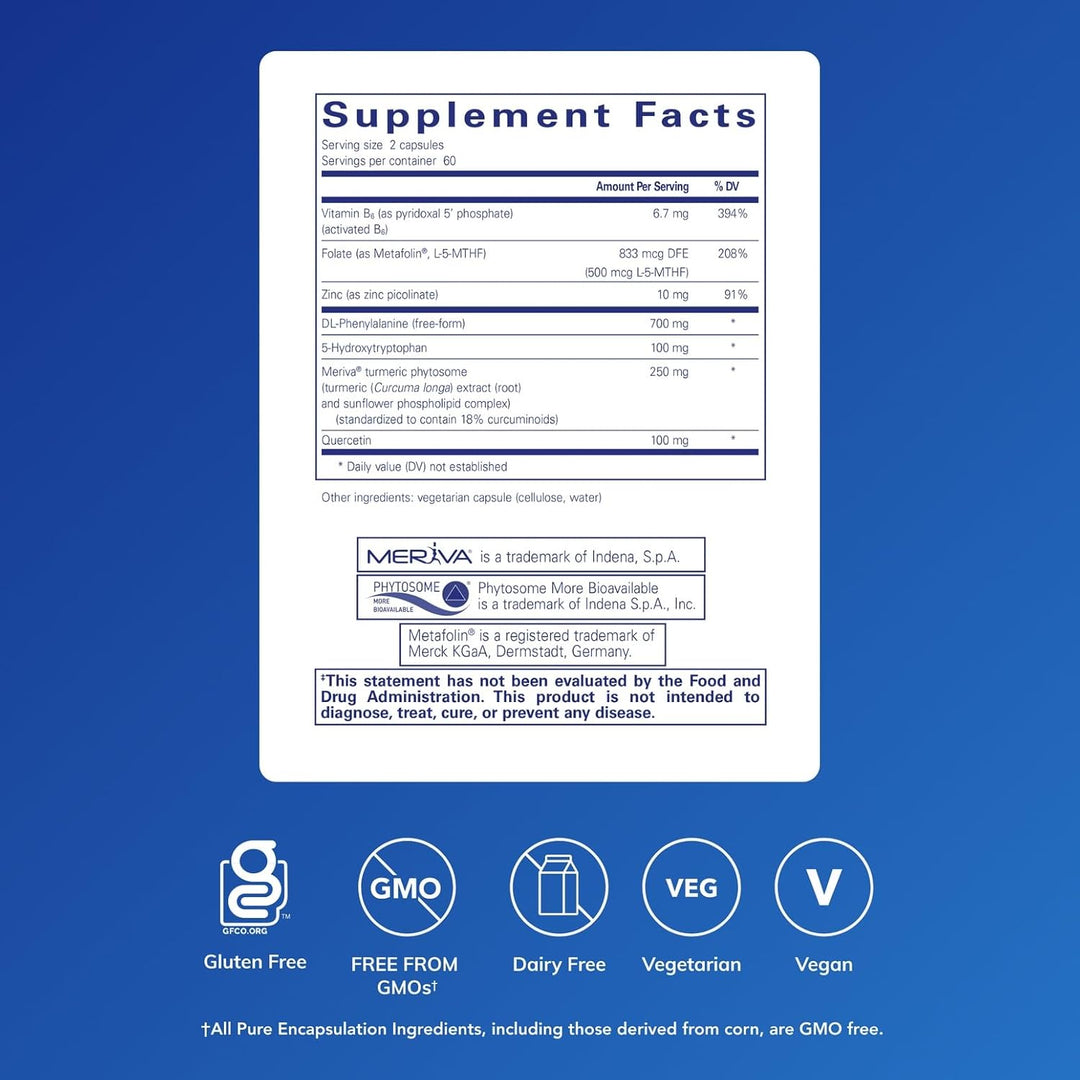 Pure Encapsulations NeuroPure Hypoallergenic Supports Calm Mood Balance 120 Caps