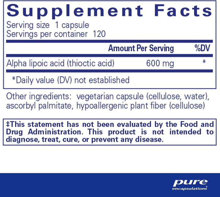 Pure Encapsulations Alpha Lipoic Acid Supports Liver Health 120 Capsules