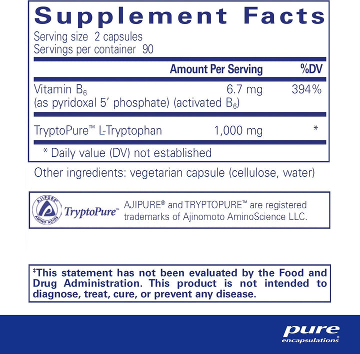 Pure Encapsulations L-Tryptophan Supports Relaxation and Mood Balance 180 Caps