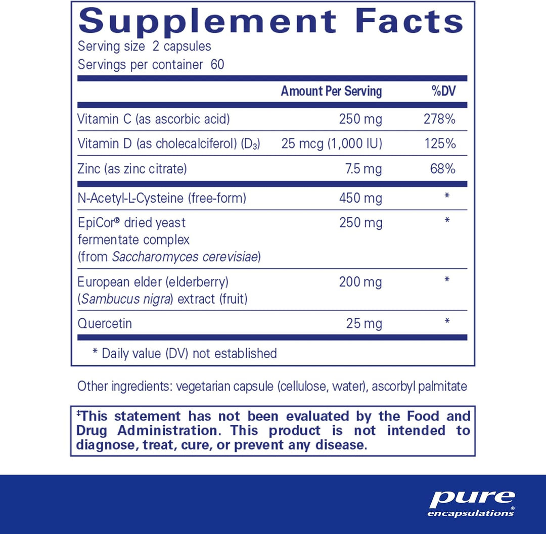 Pure Encapsulations PureDefense NAC Supports Immune Respiratory Health 120 Caps