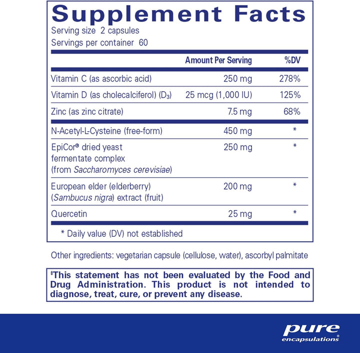 Pure Encapsulations PureDefense NAC Supports Immune Respiratory Health 120 Caps