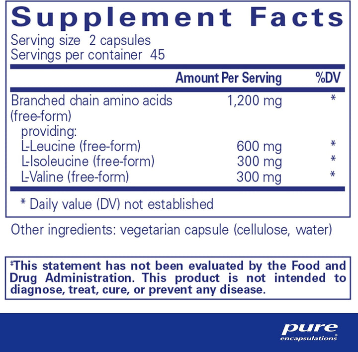 Pure Encapsulations BCAA Supports Muscle Function Exercise 90 Capsules