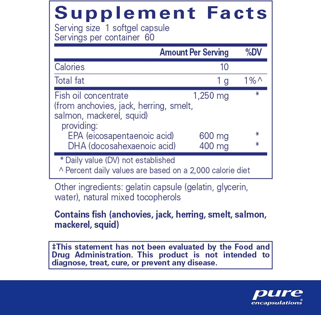 Pure Encapsulations ONE Omega Supports Heart and Brain Function 60 Softgels