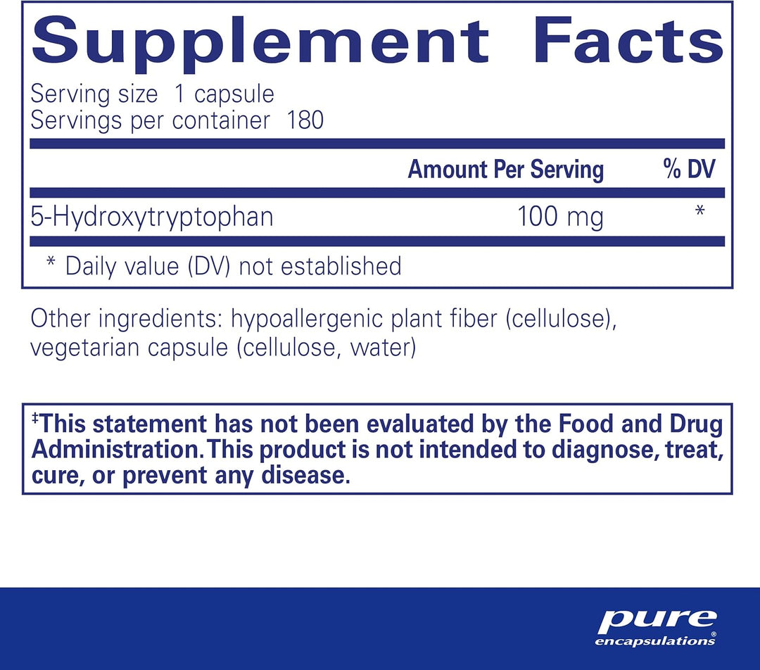 Pure Encapsulations 5HTP 100 mg Mood Sleep Support Vegan Formula 180 Capsules