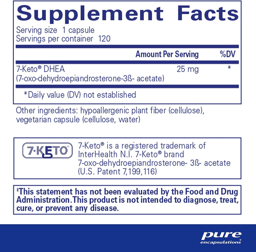 Pure Encapsulations 7 Keto DHEA 25Mg Supplement Supports Thermogenesis 120 Caps