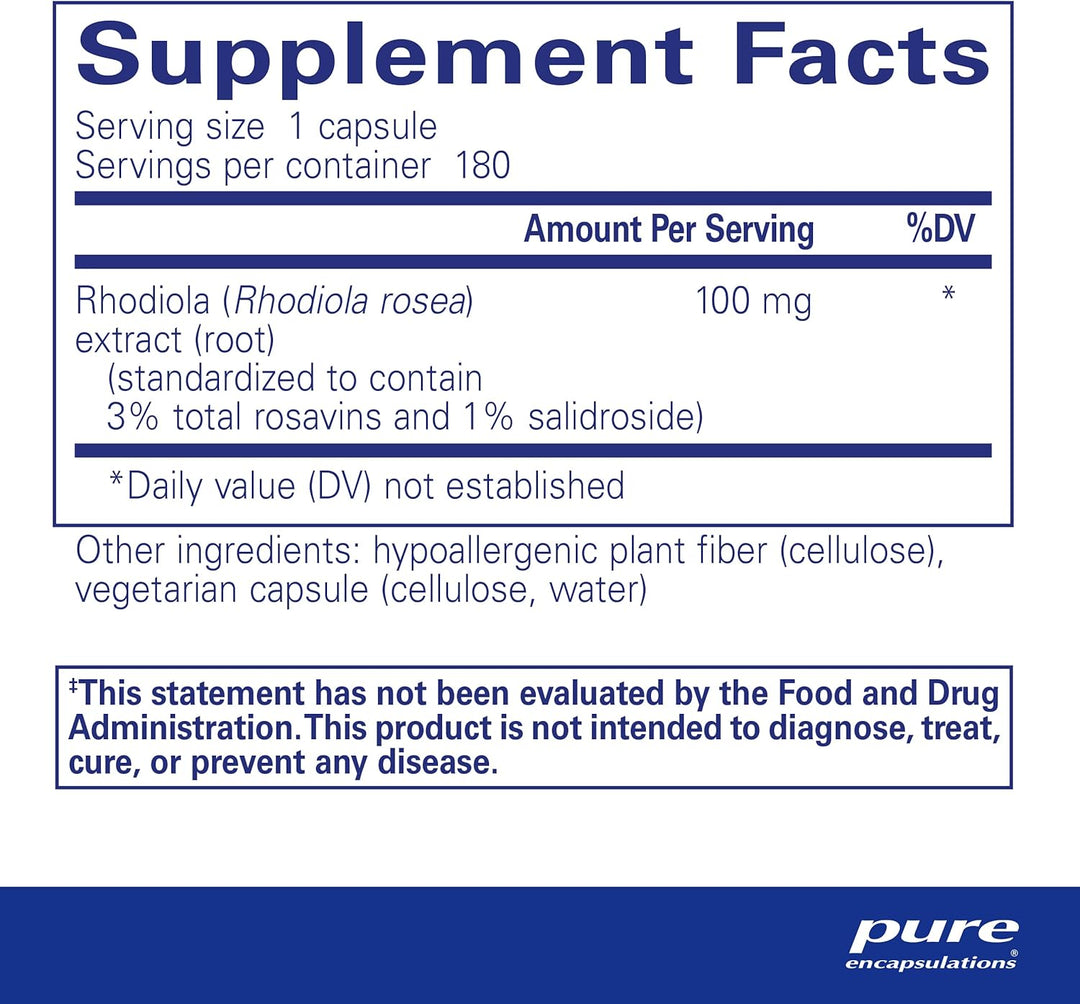 Pure Encapsulations Rhodiola Rosea Supports Energy and Endurance 180 Capsules