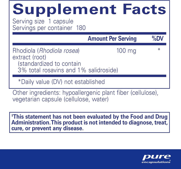 Pure Encapsulations Rhodiola Rosea Supports Energy and Endurance 180 Capsules