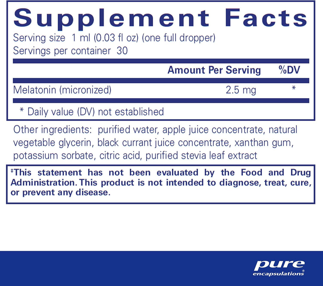 Pure Encapsulations Melatonin Liquid Supports Natural Sleep Cycle 1 fl oz