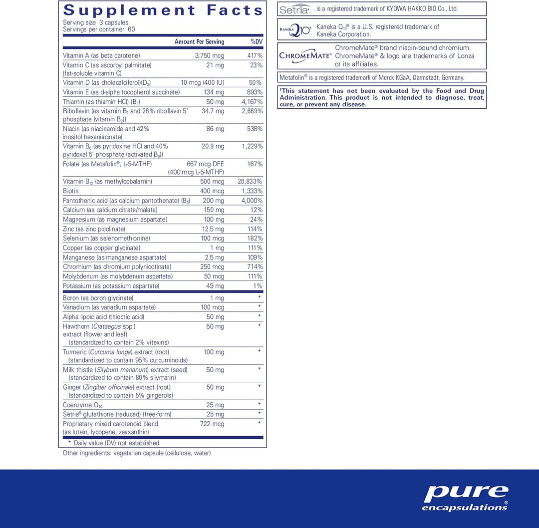 Pure Encapsulations UltraNutrient Multivitamin Heart Liver Support 180 Capsules