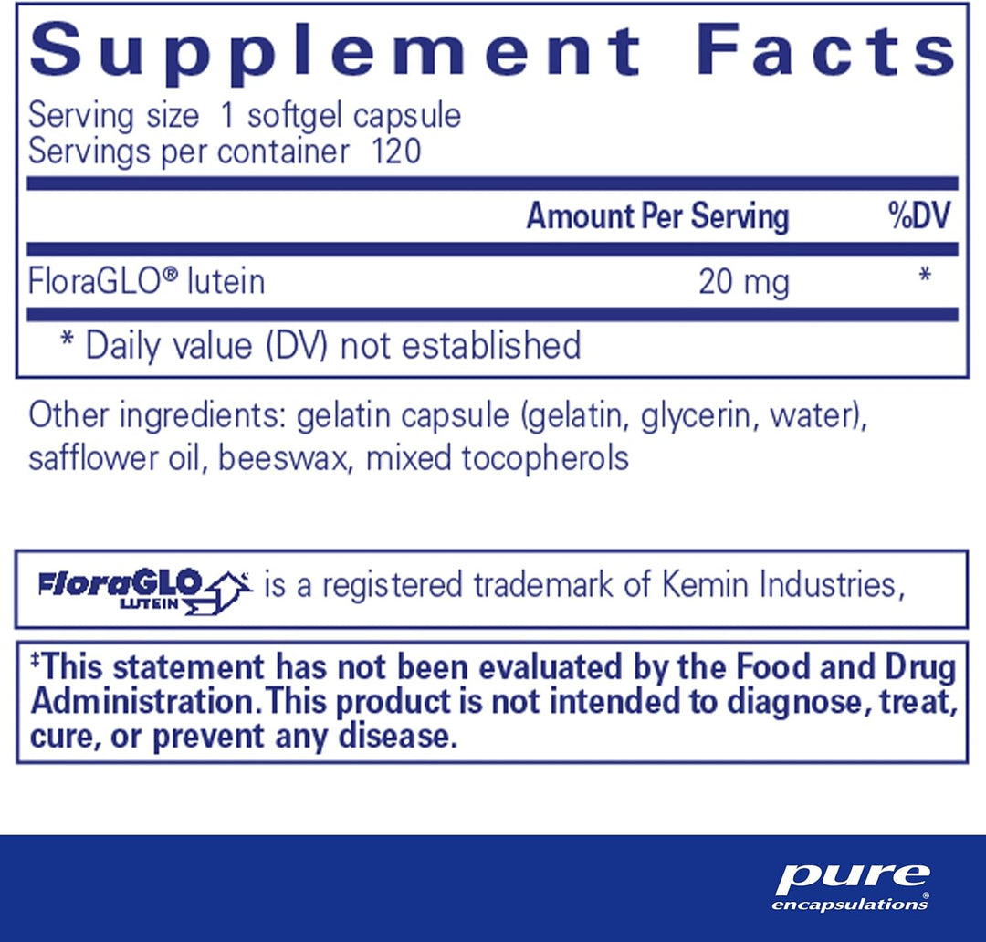 Pure Encapsulations Lutein 20 mg For Eye Vision Antioxidant Support 120 Capsules