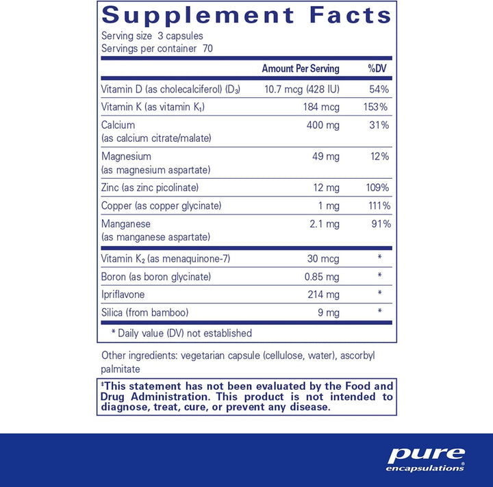 Pure Encapsulations +Cal+ with Ipriflavon Supports Bone and Skeletal 210 Caps