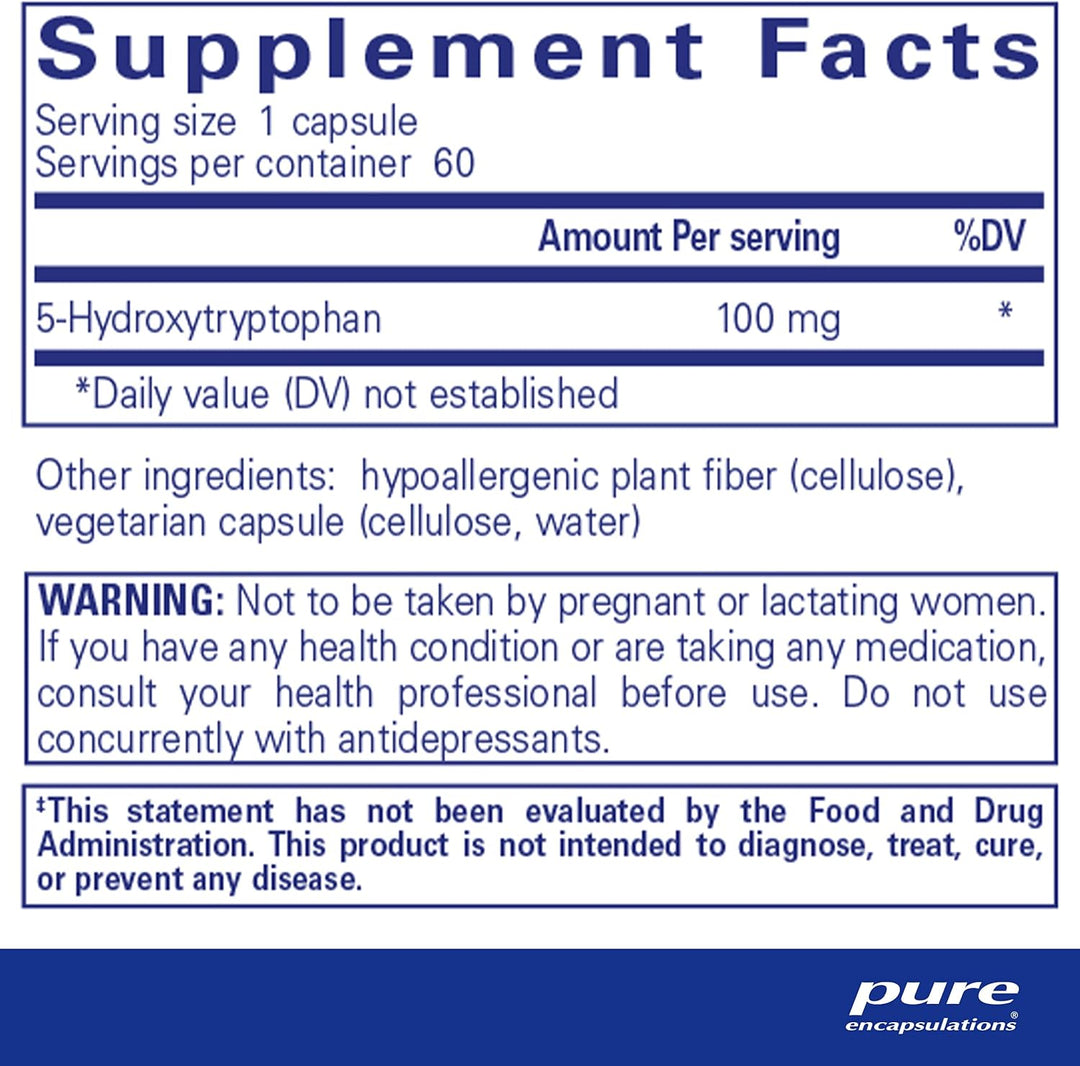 Pure Encapsulations 5HTP 100 mg Supports Mood Sleep Wellness 60 Capsules