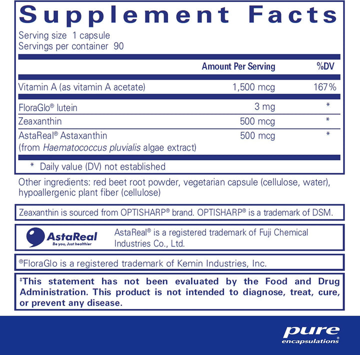 Pure Encapsulations Vitamin A Carotenoids Supports Eye and Skin Health 90 Caps