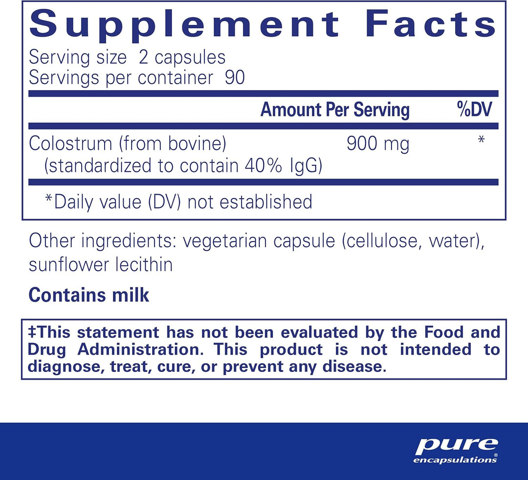 Pure Encapsulations Colostrum 40% IgG Supports Immune and Gut Health 180 Caps