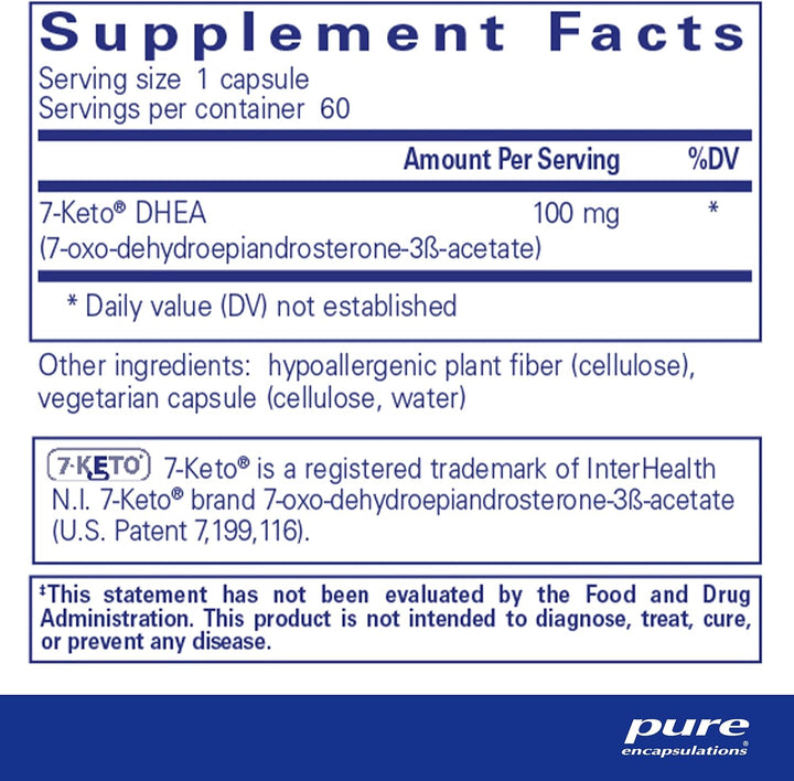 Pure Encapsulations 7 Keto DHEA For Metabolism Body Composition Support 60 Caps