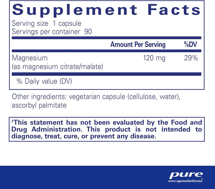 Pure Encapsulations Magnesium Citrate/Malate Supports Energy 90 Capsules
