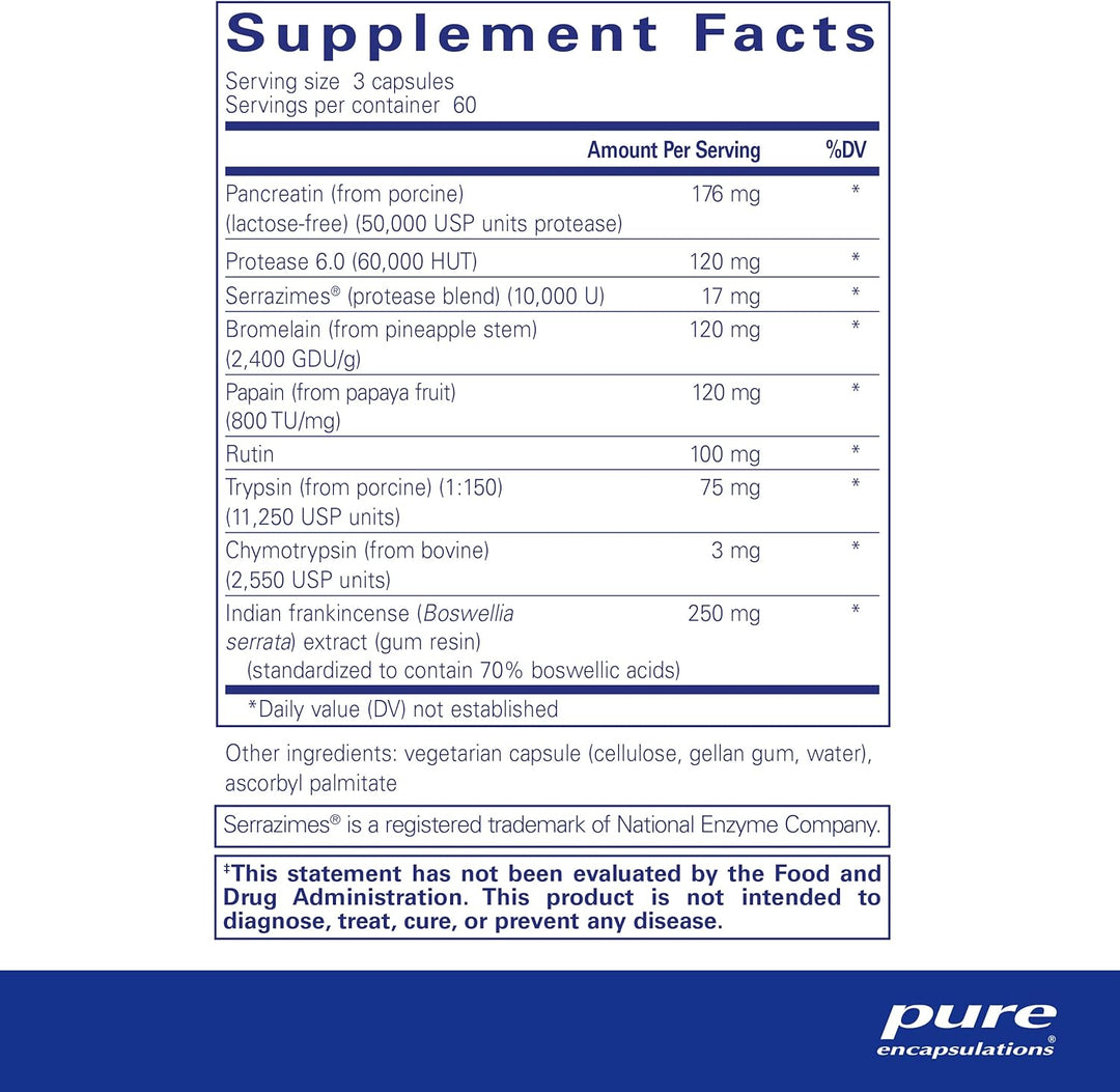 Pure Encapsulations Systemic Enzyme Supports Joints Muscles Immune 180 Capsules