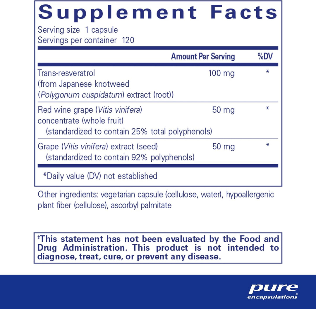 Pure Encapsulations Resveratrol EXTRA Supports Cellular Health 120 Capsules