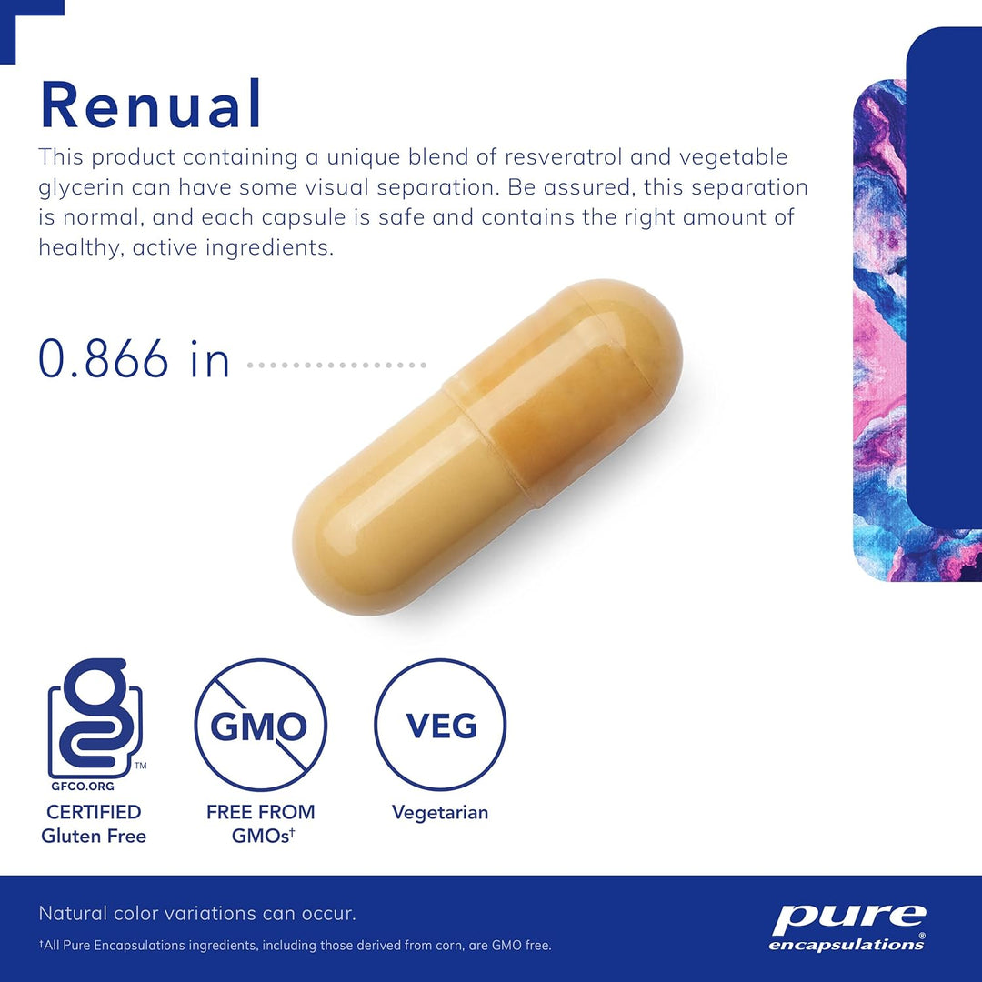 Pure Encapsulations Renual Supplement Supports Muscle Energy 60 Caplique Caps